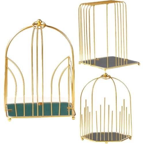 Nordic Simple Desktop Storage Rack Portable Hollow Bird Cage Cosmetic Display Shelf Multifunction Organizer Holder