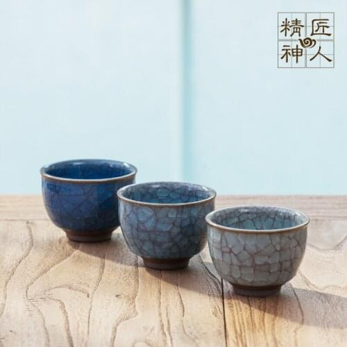 Clear water fired crystal open piece ice cracked glaze tea cup [Kawabata Kawabata] Pro product tea cup ceramics