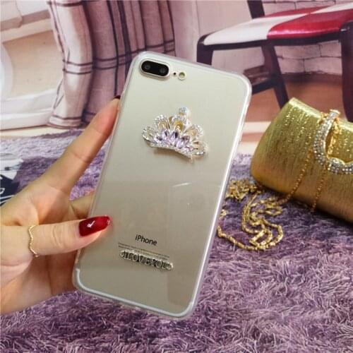 For iPhone X XR XS MAX luxury Bling Rhinestone Diamond Crown Phone Case For iPhone 11 12 Pro MAX 7 8 Plus 6 6S 6Plus Soft Case