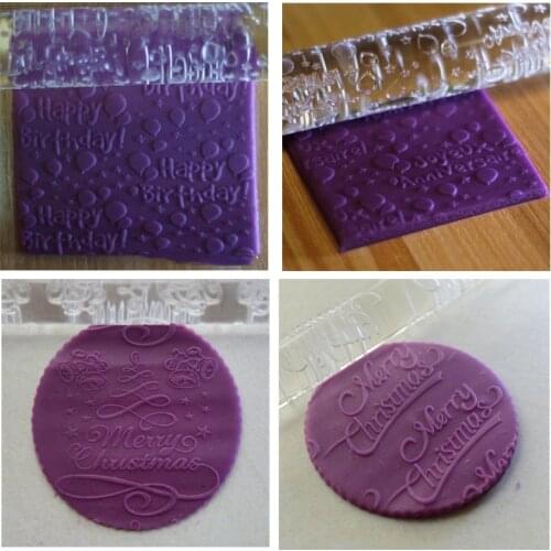 Happy birthday Merry Christmas Acrylic Embossed Rolling Pin Transparent Rolling Pin Cake Roller Decorating Pastry Dough Tools