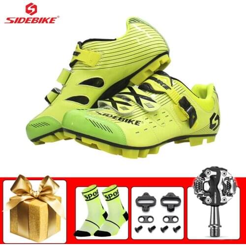 SIDEBIKE bicycle riding shoes men sapatilha ciclismo mtb cycling sneakers breathable self-locking mountain bike shoes add pedals