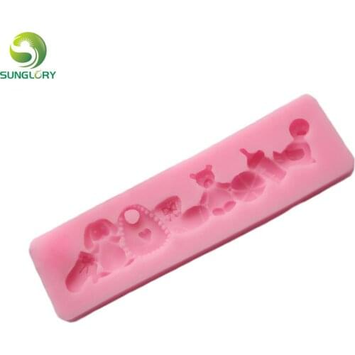 Milk Bottle Gloves Bear Silicone Cake Mold Ferramentas Bolo Baby Fondant Mold For Baking Cake Decorating Tools Kitchen Bakeware