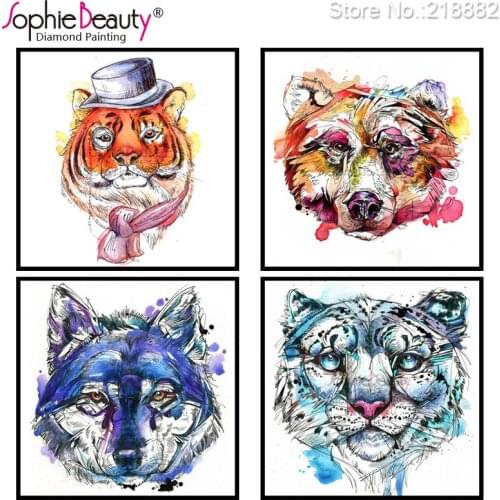 Sophie Beauty New Diy Diamond Painting Cross Stitch Needlework Beaded Embroidery Color Animal Head Handcraft Mosaic Kit Art Gift