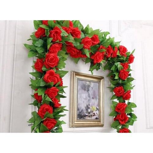 Wedding Decorations Fake Silk Roses Ivy Vine Artificial Flowers With Green Leaves Hanging Garland For Home Decor Wholesale 31611