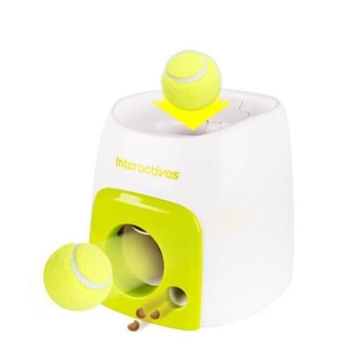 Dog Tennis Food Reward Machine with Pet Ball Thrower Slow Toys Among Feeder Toy Interactive Suitable For Cats Dogs