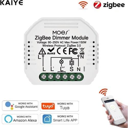 Tuya ZigBee 3.0 Smart Dimmer Switch Module Smart Home Automation Remote Control Support Zigbee2MQTT Work with Alexa Google Home