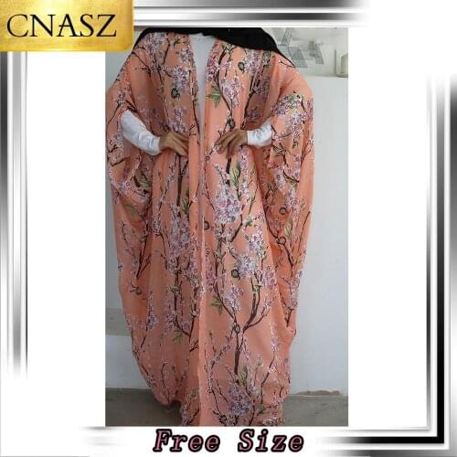 2020 New Muslim Abaya Womens Chiffon Cardigan Loose Thin Bat Sleeve Thin Dubai Middle East Robe Women Islamic Turkey Fashion