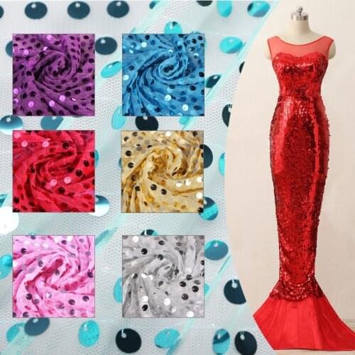 1 Yard Glitter Sequin Fabric Silver Gold Pink Blue Purple For Curtains Wedding Decroation Clothes Reversible Tissus Telas Tecido