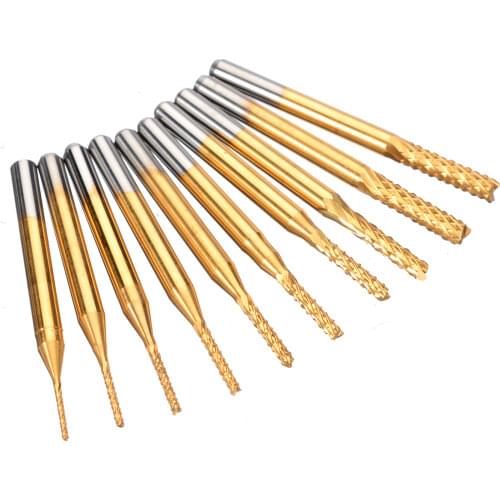 10pcs Carbide Micro Drill Bits CNC PCB Engraving End Mill Tool Set 1/8'' Shank 0.8/1.0/1.2/1.4/1.6/1.8/2.0/2.2/2.4/3.17mm