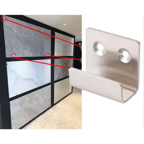10 Pieces Hanging Code Stainless Steel Ceramic Tile Display Buckle U-shape Corner Brackets Joint Fastener Screens Wall Supported