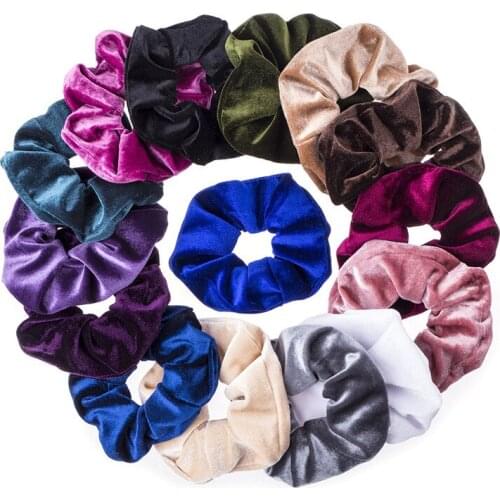 15 colors Velvet Scrunchie Women Girls Elastic Hair Rubber Bands Accessories Gum For Women Tie Hair Ring Rope Ponytail Holder