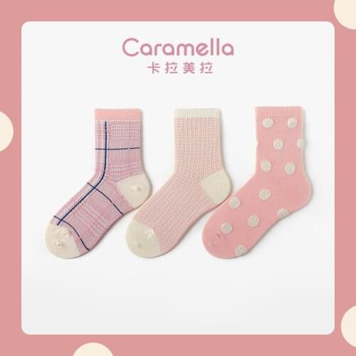 2020 Caramella Floral Women Socks 3pairs/lot Winter Autumn New Pattern Socks Lovely Cotton Short Socks Fashion Dot Female Socks