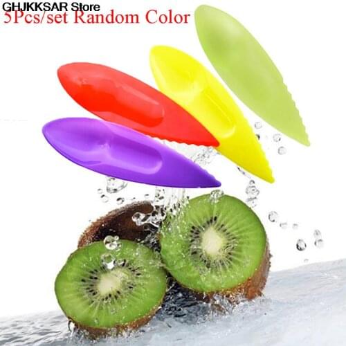 5PCS Plastic Kiwi Spoon Kiwi Dig Scoop Peelers Scoop Cutter Candy Color Vegetable Fruit Knife Slicer Peeler Cutter Kitchen Tools