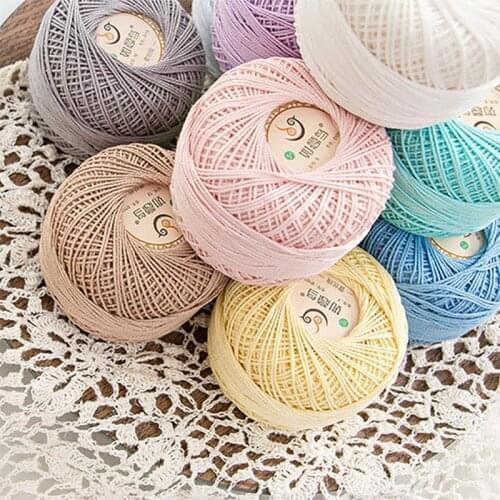 2020 50g/ball Soft 3 ply 100% Cotton 5# Lace Yarn for Hand Knitting Crochet Thin Thread for DIY Pillow Lace Supplies FZ407