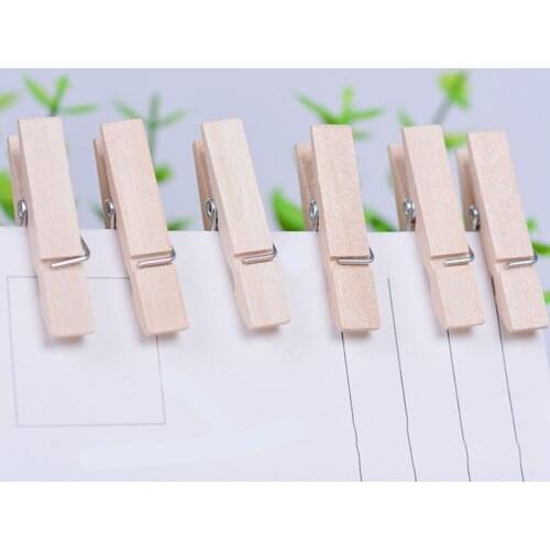50PCS 3.5cm Natural Mini Spring Wood Clips Clothes Photo Paper Peg Pin Clothespin Craft Clip Party School Decoration Wholesale