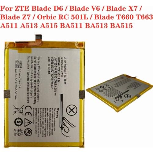 For ZTE Blade D6 / V6 / X7 / Z7 / Orbic RC 501L / Blade T660 T663 A511 A513 A515 BA511 BA513 BA515 Li3822T43P3h786032 Battery