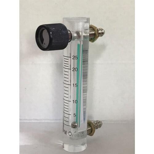 Acrylic Gas Air Oxygen Flow Meter Flowmeter Countor Indicator O2 With Valve brass Connector 0.1Mpa 2-25L/Min height 116mm