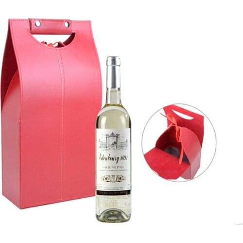 Free Shipping 2 Bottle Standard Wine Bottle Bag With Handle,Wine PU Gift Box,Black or Red Wine Leather Box(00032)