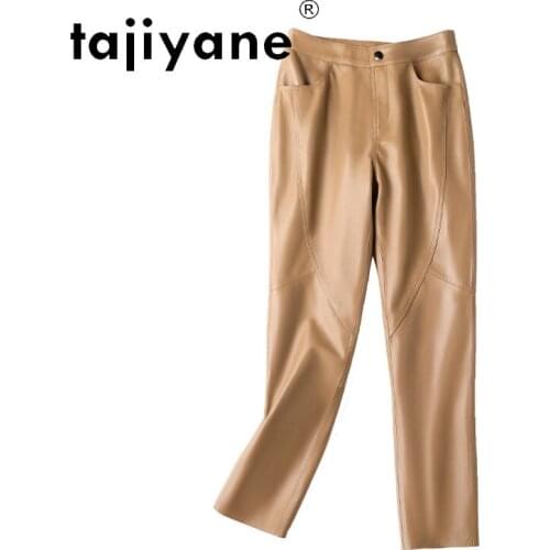 Real Women Streetwear Sheepskin Pencil Pants Woman Cloth Genuine Leather High Waist Trousers Pantalon Femme TN2470
