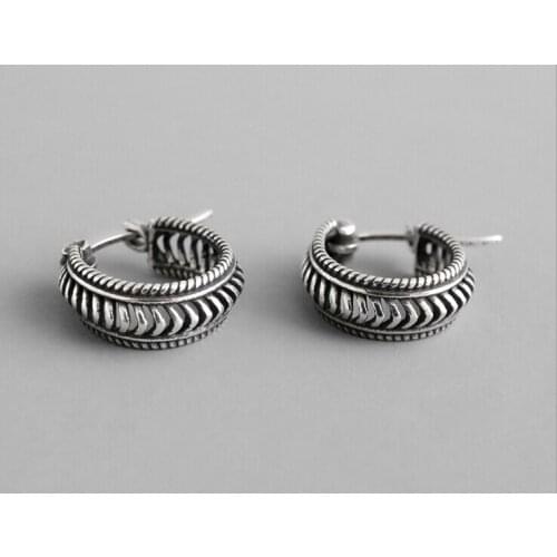 Dongcode S925 pure silver earrings old-fashioned twisted female earrings national wind Tremella ornaments