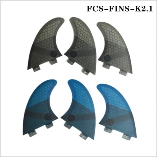 Double Tabs K2.1 surfboard Fins 2 colors Tri Set Fiberglass Honeycomb Fibre Surfboard Fin Blue color/Gray color