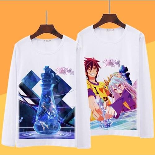 No Game No Life Cosplay T Shirt Sora Shiro Spring Autumn Long Sleeve T-shirt Jibril Cartoon Top Tee Halloween Cosplay Costume