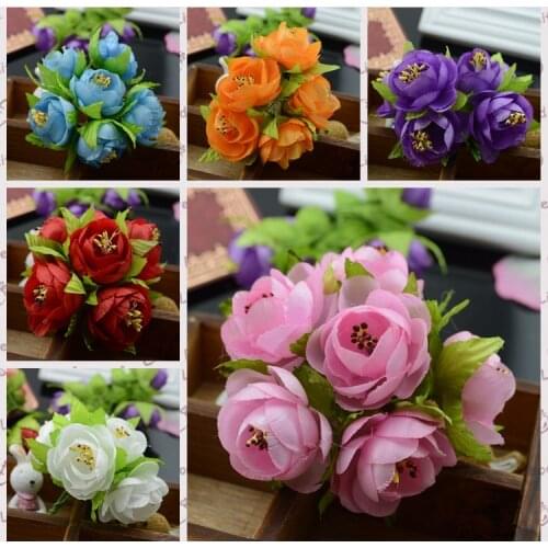 Artificial flowers new hot good silk flower simulation Huashan camellia brooch DIY wreath material candy box decorative flower h