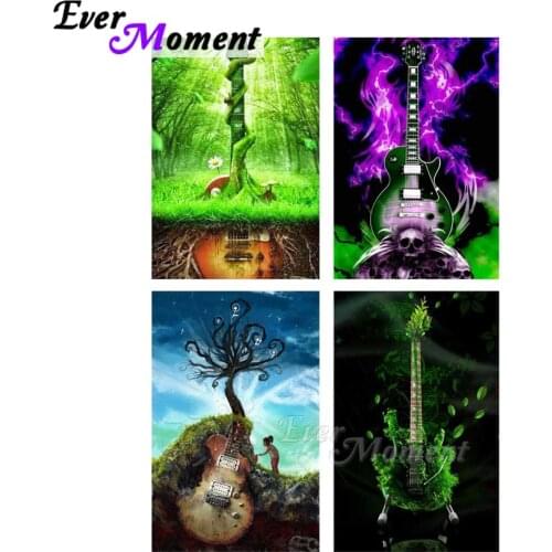 Ever Moment Diamond Painting Set Cross Stitch Full Square Guitar Music Art Craft Tree Beadwork Embroidery New Year Gift ASF2223