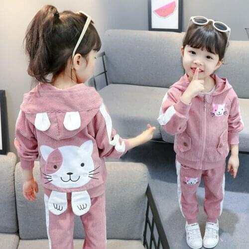 Girls Clothes Set toddler Girls clothing Suit top+Pants 2 Pcs Spring cat Childrens Set Teen Girls Clothes Suit 2 3 4 6 Years