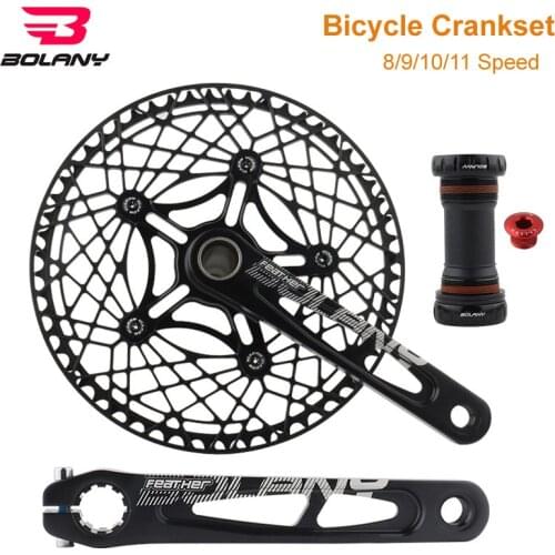 BOLANY Folding Bicycle Crankset 170mm Crank Arm 130BCD Ceramic Bearing Axis Base Bracket Aluminum Alloy Bike Chainwheel Parts