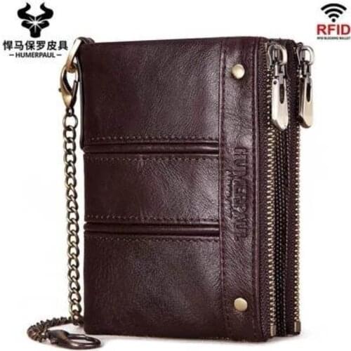 Cow Leather Rfid Genuine Leather Wallets Men Wallet Credit Business Card Holders Vintage Brown Leather Wallet Purses Quality