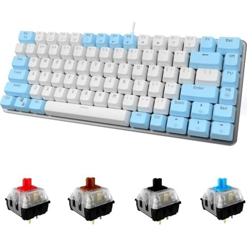 Hot Swap Red/Blue/Brown Shaft Mechanical Keyboard with 82 Keys Mixed Colorful Keycaps Portable Mini Keyboard