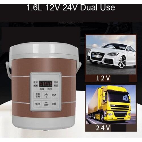 12V 24V Mini Rice Cooker Car Truck Soup Porridge Cooking Machine Food Steamer Electric Heating Lunch Box Meal Heater Warmer