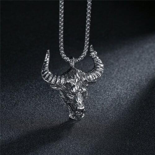 Fashion Domineering Animal Ox Head Punk Pendant Men and Women Personality Beast Zodiac Necklace Jewelry Gift