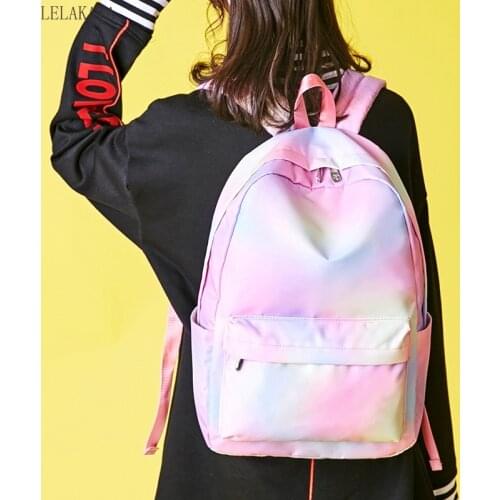 Fashion Gradient Women Backpack Teenager Girl Large Capacity Casual Waterproof Travel Bagpack Student Laptop Shoulder School Bag