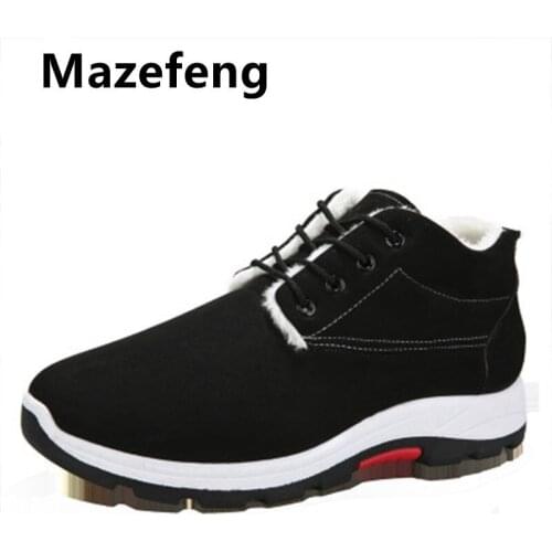 Men Boots Mens Winter Shoes Fashion Snow Boots Shoes Plus Size Winter Sneakers Ankle Men Shoes Winter Boots Black Blue Footwear
