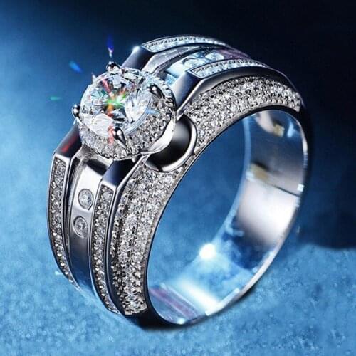 Real 925 Sterling Silver Mens Rings Luxury Fine Jewelry Engagement Wedding Gift Exquisite Tokens Elegant Classic Love Party