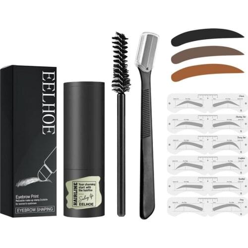 Brow Stamp Shaping Kit With 10/12/24 Reusable Eyebrow Stencils Waterproof Long Lasting Eyebrow Stencils Shaping Makeup Set