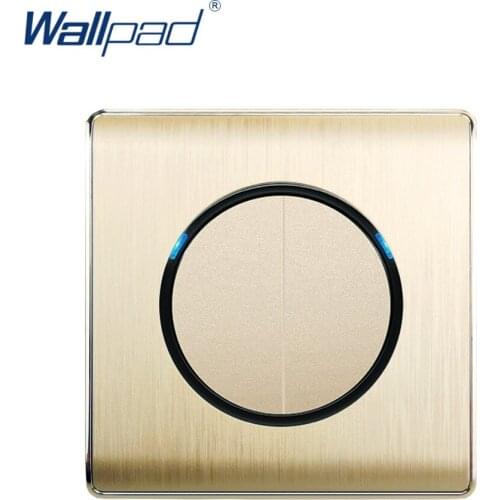 Wallpad 2020 2 Gang 1 Way Random Click Wall Light Switch With LED Indicator Gold PC Brushed Panel For Home