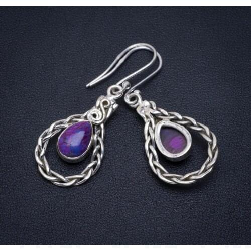 Natural Turquoise Handmade Unique 925 Sterling Silver Earrings 1.75" A2751