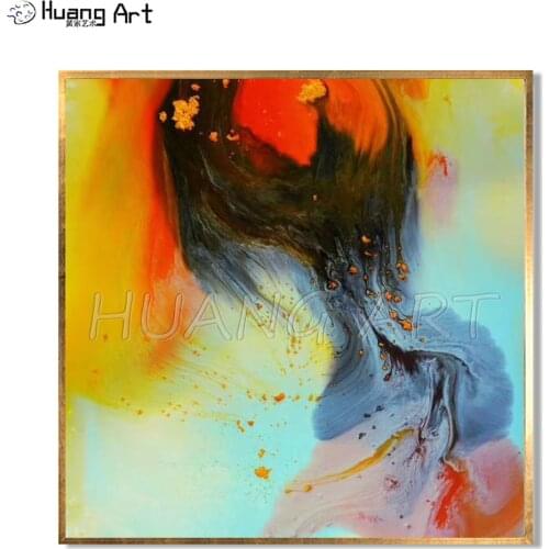 The Skill of Polishing Painting with water Handmade Rainbow Color Abstract Oil Painting on Canvas for Wall Art Decor Picture
