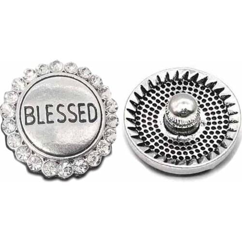 Wholesale w018 blessed 18mm 20mm rhinestone metal button for snap button Bracelet Necklace Jewelry For Women Silver jewelry