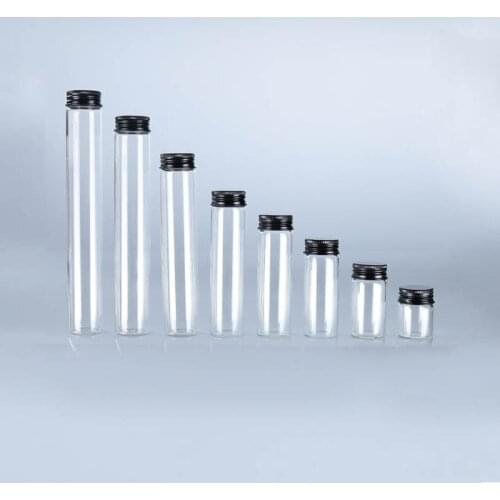 20pcs Empty Clear Screw Neck Glass Tubes Bottles With Aluminum Cap Cosmetic Test Containers15ml 30ml 40ml 50ml 60ml 80ml 100ml