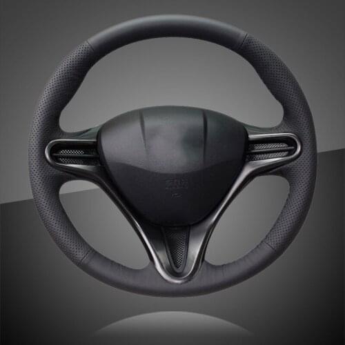 Hand Sewing Car Steering Wheel Cover for Honda Civic 8 2006-2011 (3-Spoke) Auto Braid On The Steering Wheel Cover Car-styling