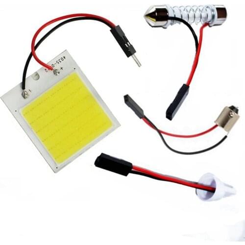 T10 W5W C5W Festoon BA9S 3 Adapter 18 24 48 Chips COB LED Auto Panel Light Reading Bulb Car Interior Map Dome Lamp Super White