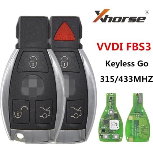 Xhorse VVDI FBS3 BGA KeylessGo Smart Key 315/433MHZ with Shell for W204 W207 W212 W164 W166 W221 for VVDI MB Tool Max Programmer