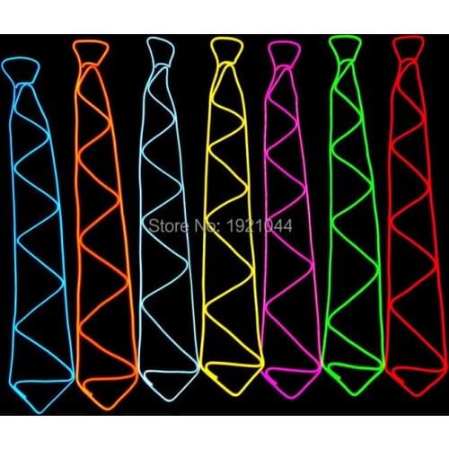 High Grade EL Wire Tie Glowing Necktie with the Function of Steady on and Flashing for DIY Glowing Bar Supplies