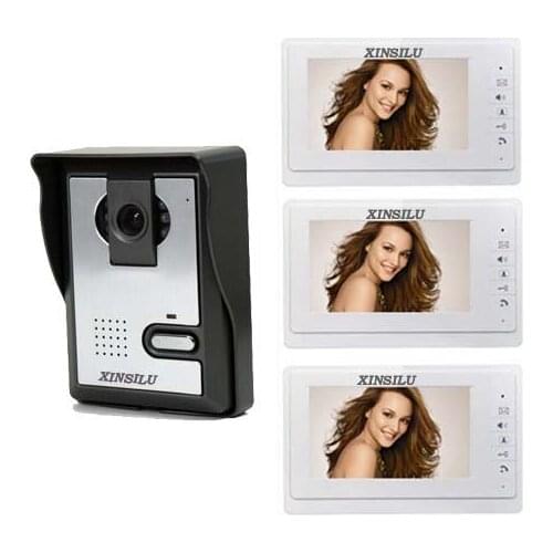 XINSULU New Arrival Home security intercom system 4-wired night vision 7inch high resolution video door phone for villa 1V3