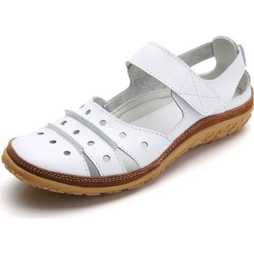 2021 Summer Shoes Womens Two-layer Leather Roman Style Retro Womens Sandals Baotou Bag with Light Soft Sole Womens Shoes