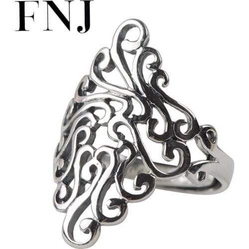 FNJ Hollow Cloud Ring 925 Silver Adjustable Size 100% Original Real S925 Solid Silver Rings for Women Jewelry Fine